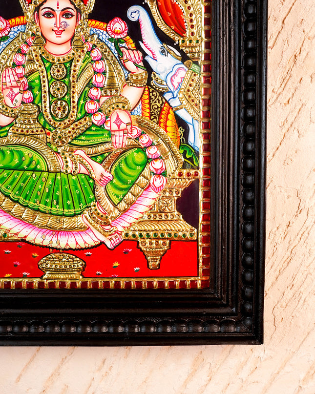 Tanjore Painting - Gajalakshmi - Flat (Gold Foil) - 15x12 inch - WL2452