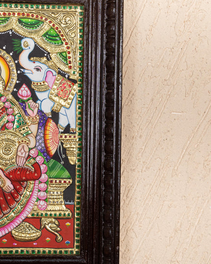 Tanjore Painting - Gajalakshmi - Flat (Gold Foil) - 15x12 inch - WL2452