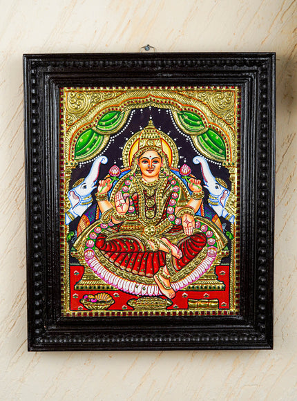Tanjore Painting - Gajalakshmi - Flat (Gold Foil) - 15x12 inch - WL2452