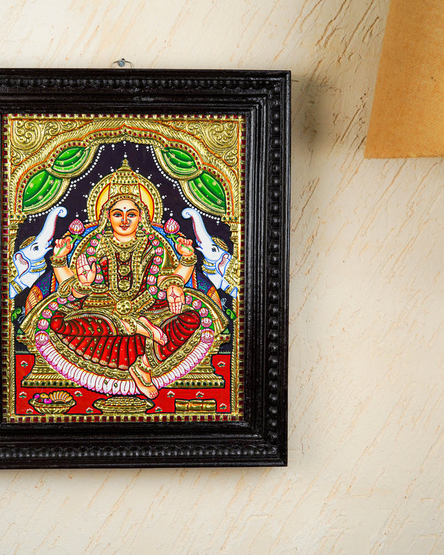 Tanjore Painting - Gajalakshmi - Flat (Gold Foil) - 15x12 inch - WL2452