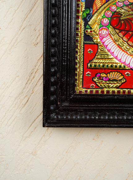 Tanjore Painting - Gajalakshmi - Flat (Gold Foil) - 15x12 inch - WL2452