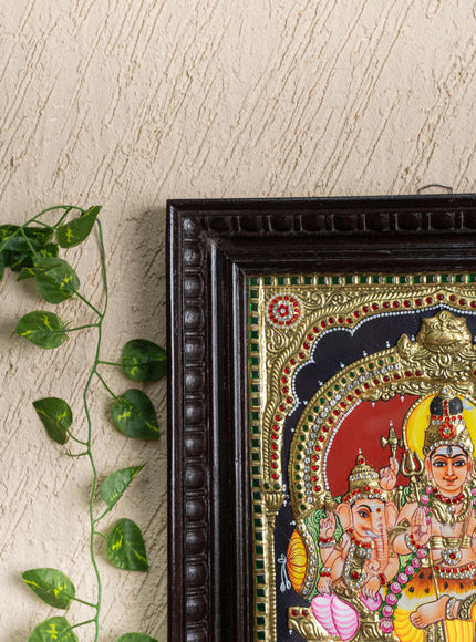 Tanjore Painting - Shiv Parivar - Semi Embossed - 15x12 inch - WL2948