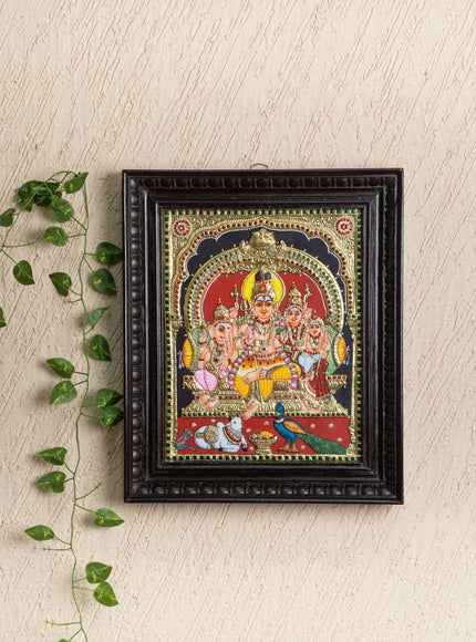 Tanjore Painting - Shiv Parivar - Semi Embossed - 15x12 inch - WL2948
