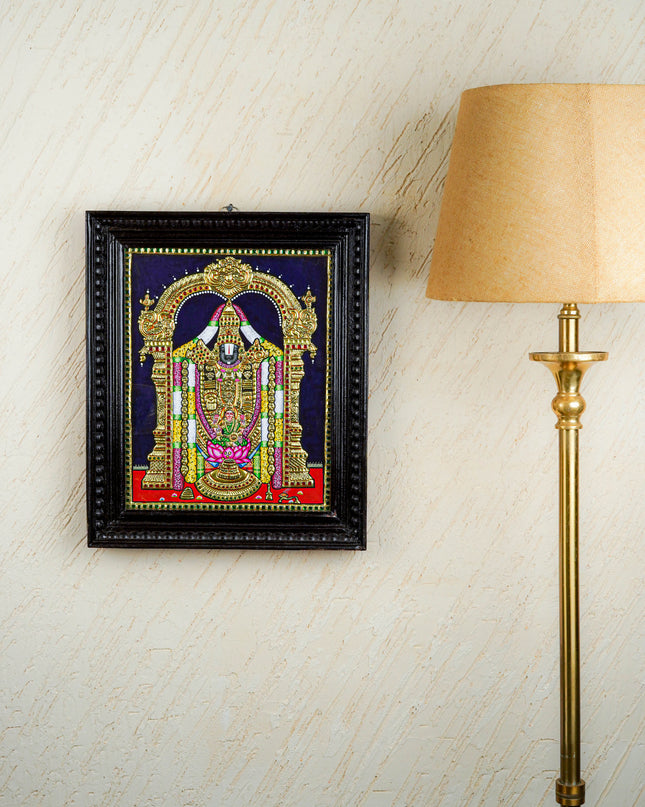 Tanjore Painting - Tirupathi Balaji - Flat (Gold Foil) - 15x12 inch - WL3970