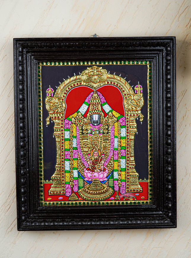Tanjore Painting - Tirupathi Balaji - Flat (Gold Foil) - 15x12 inch - WL3970