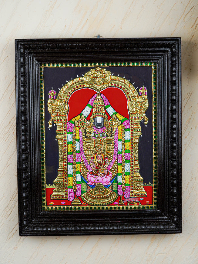 Tanjore Painting - Tirupathi Balaji - Flat (Gold Foil) - 15x12 inch - WL3970