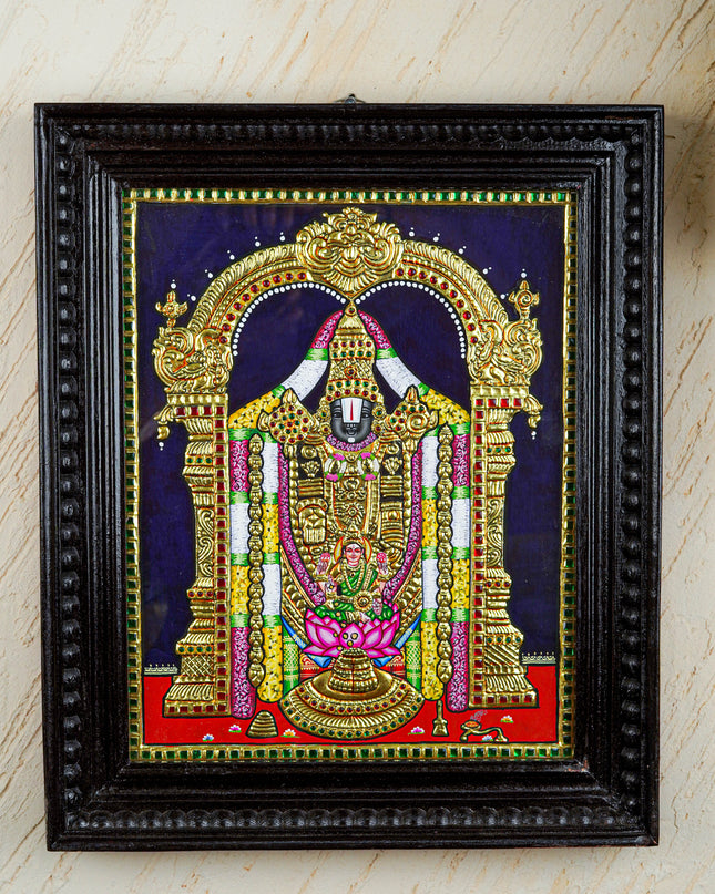 Tanjore Painting - Tirupathi Balaji - Flat (Gold Foil) - 15x12 inch - WL3970