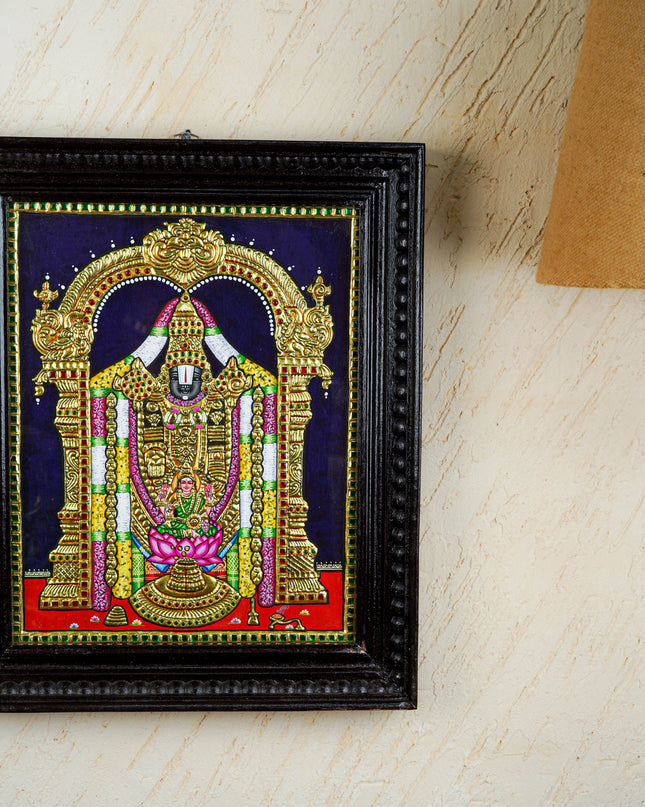 Tanjore Painting - Tirupathi Balaji - Flat (Gold Foil) - 15x12 inch - WL3970