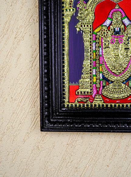 Tanjore Painting - Tirupathi Balaji - Flat (Gold Foil) - 15x12 inch - WL3970