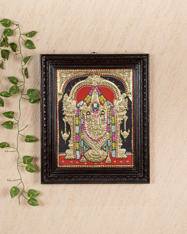 Tanjore Painting - Tirupathi Balaji - Flat (Gold Foil) - 15x12 inch - WL3970