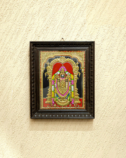 Tanjore Painting - Tirupathi Balaji - Flat (Gold Foil) - 15x12 inch - WL3970