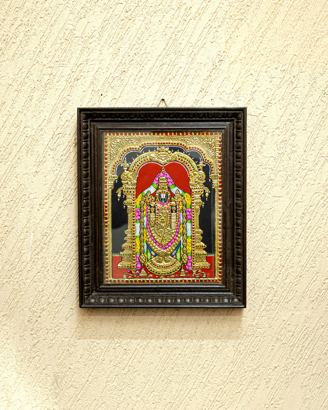 Tanjore Painting - Tirupathi Balaji - Flat (Gold Foil) - 15x12 inch - WL3970