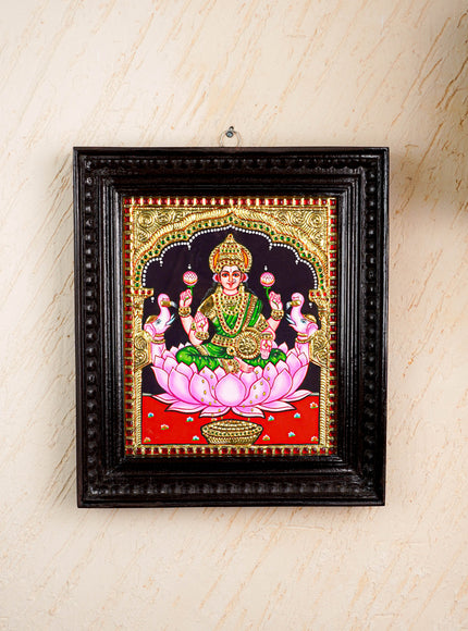 Tanjore Painting - Gajalakshmi on Lotus - Flat (Gold Foil) - 12x10inch - WL3981