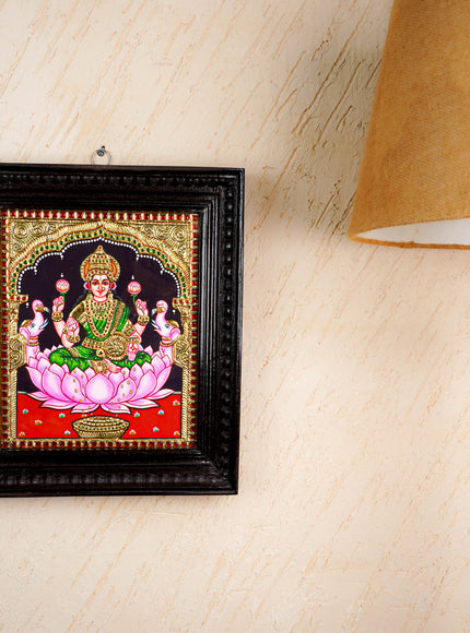 Tanjore Painting - Gajalakshmi on Lotus - Flat (Gold Foil) - 12x10inch - WL3981