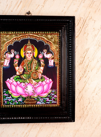 Tanjore Painting - Gajalakshmi on Lotus - Flat (Gold Foil) - 12x10inch - WL3981