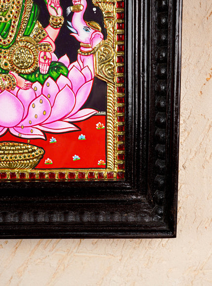 Tanjore Painting - Gajalakshmi on Lotus - Flat (Gold Foil) - 12x10inch - WL3981