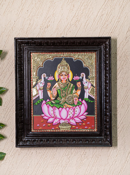 Tanjore Painting - Gajalakshmi on Lotus - Flat (Gold Foil) - 12x10inch - WL3981