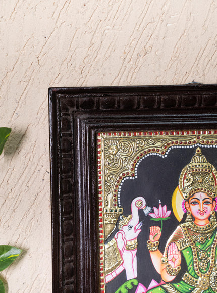 Tanjore Painting - Gajalakshmi on Lotus - Flat (Gold Foil) - 12x10inch - WL3981