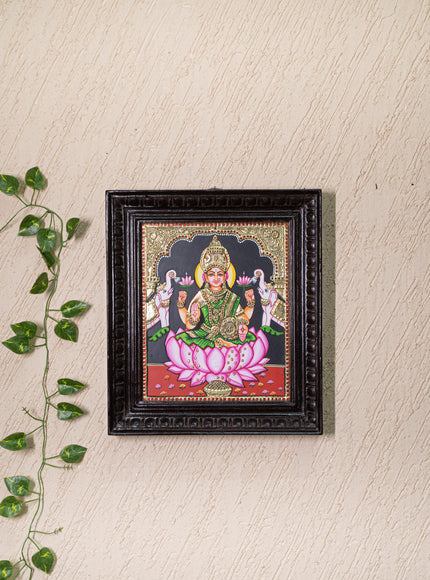 Tanjore Painting - Gajalakshmi on Lotus - Flat (Gold Foil) - 12x10inch - WL3981