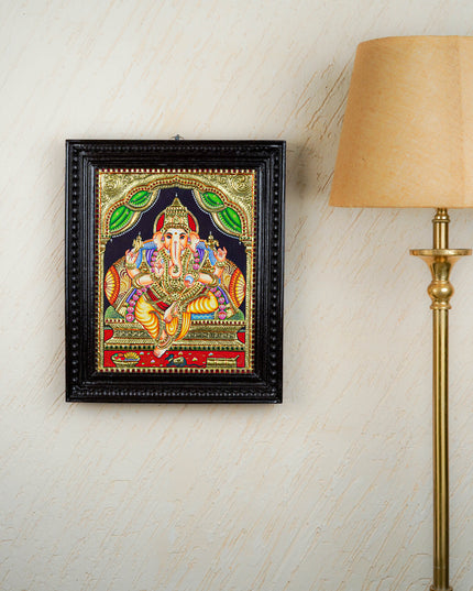 Tanjore Painting - Ganesha - Flat (Gold Foil) - 15x12 inch - WL4079
