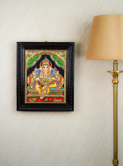 Tanjore Painting - Ganesha - Flat (Gold Foil) - 15x12 inch - WL4079