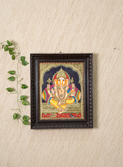 Tanjore Painting - Ganesha - Flat (Gold Foil) - 15x12 inch - WL4079