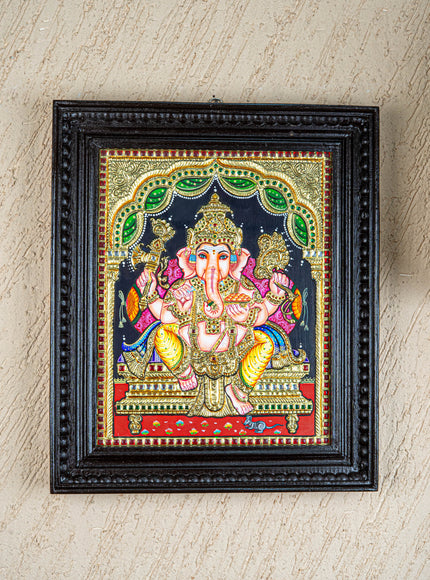 Tanjore Painting - Ganesha - Flat (Gold Foil) - 15x12 inch - WL4079