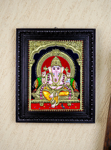 Tanjore Painting - Ganesha - Flat (Gold Foil) - 15x12 inch - WL4079