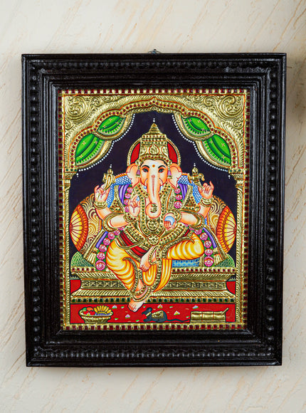 Tanjore Painting - Ganesha - Flat (Gold Foil) - 15x12 inch - WL4079
