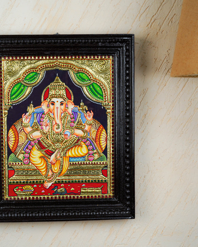 Tanjore Painting - Ganesha - Flat (Gold Foil) - 15x12 inch - WL4079