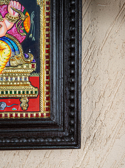 Tanjore Painting - Ganesha - Flat (Gold Foil) - 15x12 inch - WL4079
