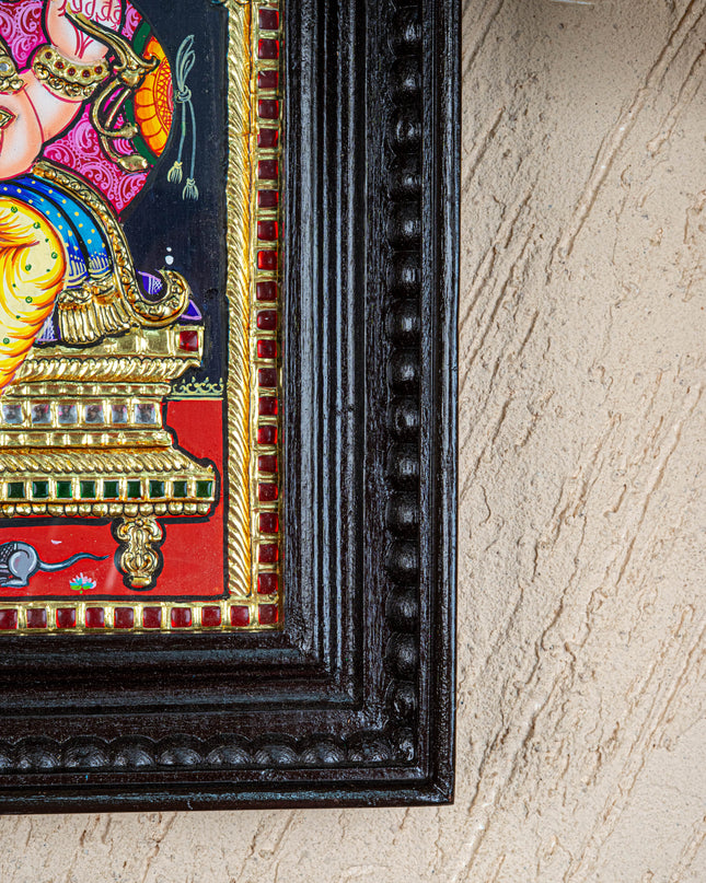 Tanjore Painting - Ganesha - Flat (Gold Foil) - 15x12 inch - WL4079