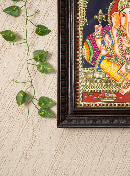 Tanjore Painting - Ganesha - Flat (Gold Foil) - 15x12 inch - WL4079