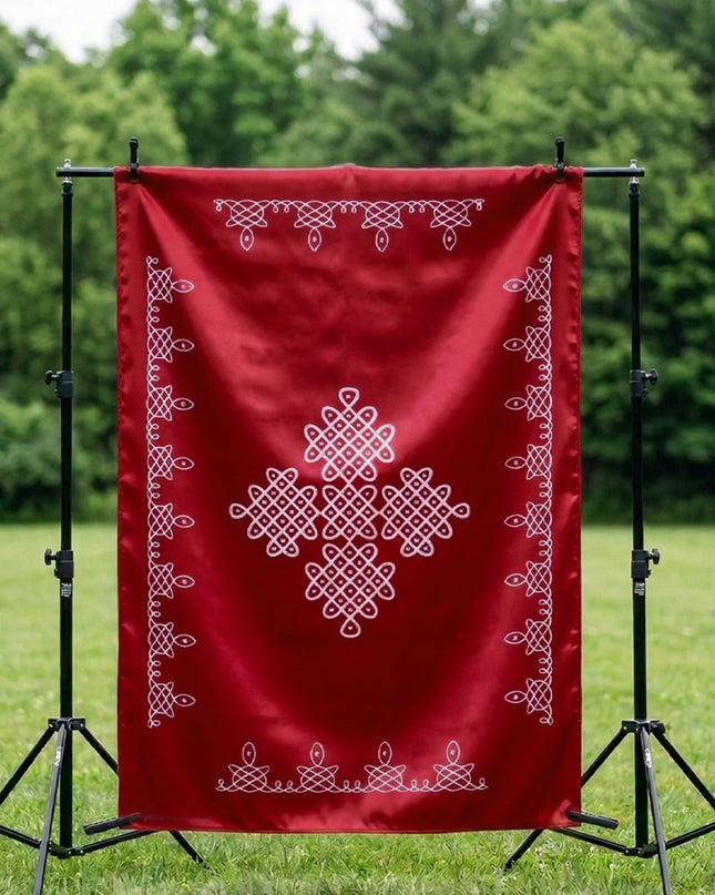 Pooja Back Drops - Red Kolam Design - WL4232-2