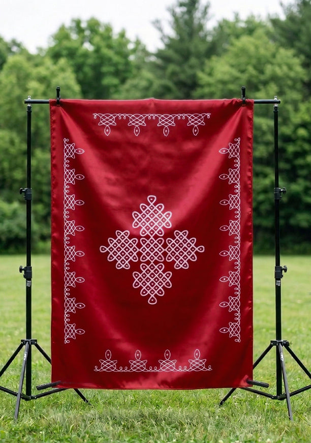 Pooja Back Drops - Red Kolam Design - WL4232-2
