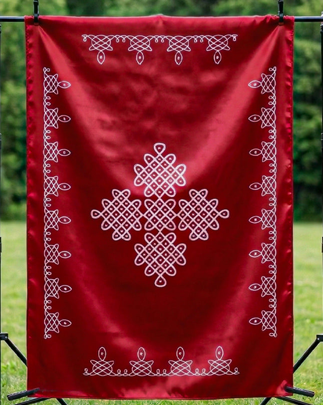 Pooja Back Drops - Red Kolam Design - WL4232-2
