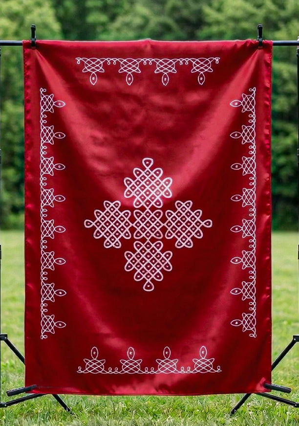Pooja Back Drops - Red Kolam Design - WL4232-2
