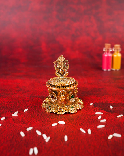 Ganesha Kumkum Holder - 2 inch - Gold - WL4810-1