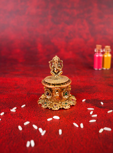 Ganesha Kumkum Holder - 2 inch - Gold - WL4810-1