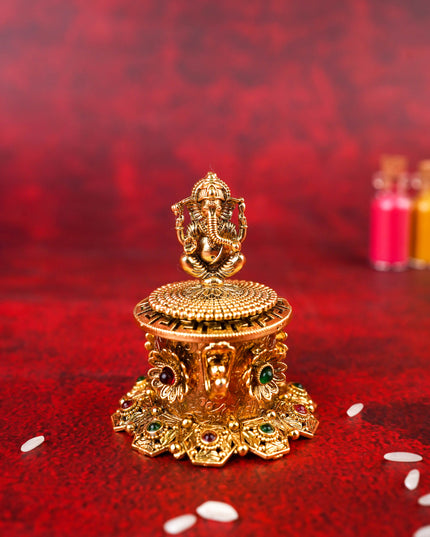 Ganesha Kumkum Holder - 2 inch - Gold - WL4810-1