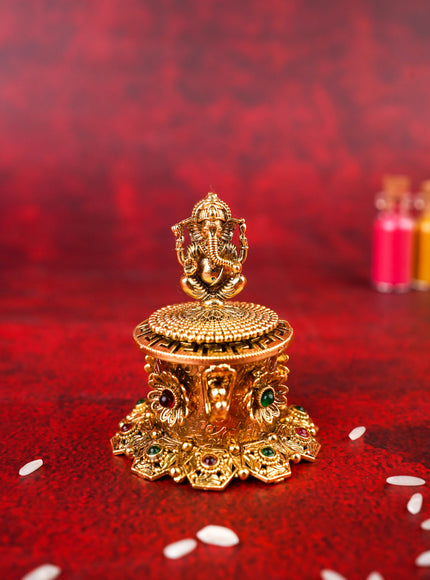 Ganesha Kumkum Holder - 2 inch - Gold - WL4810-1