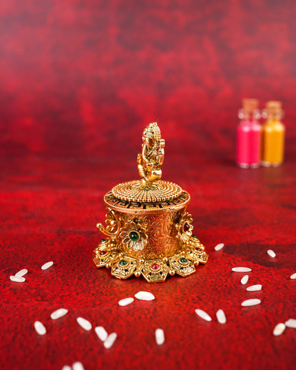 Ganesha Kumkum Holder - 2 inch - Gold - WL4810-1