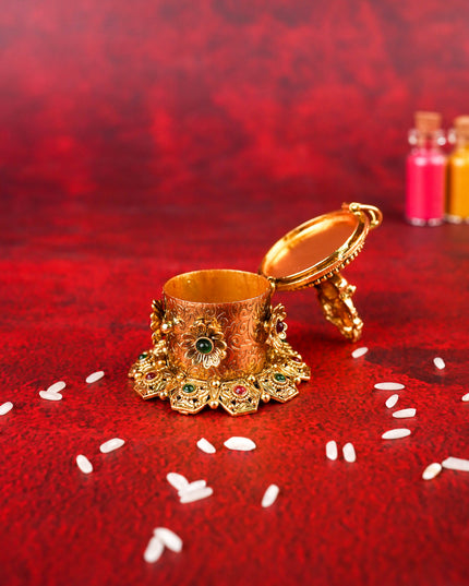 Ganesha Kumkum Holder - 2 inch - Gold - WL4810-1