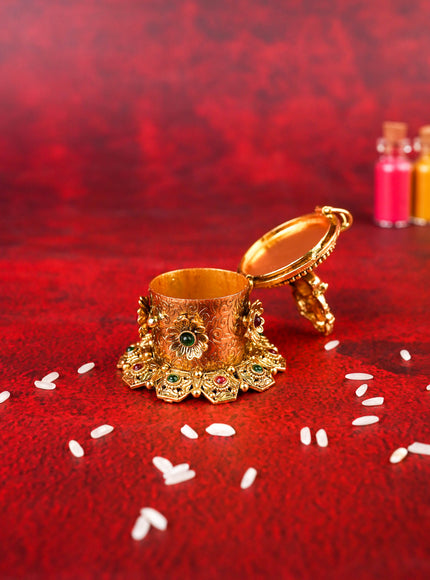 Ganesha Kumkum Holder - 2 inch - Gold - WL4810-1