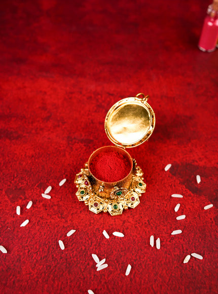 Ganesha Kumkum Holder - 2 inch - Gold - WL4810-1