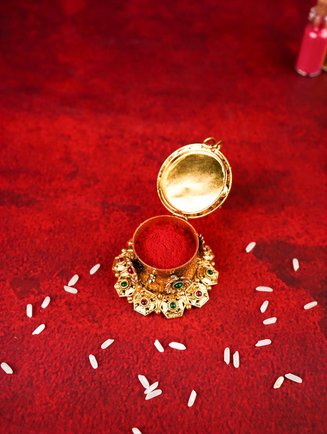 Ganesha Kumkum Holder - 2 inch - Gold - WL4810-1