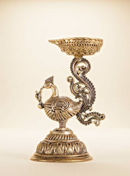 Brass Annapakshi with Diya - Set of 2 - WL4915