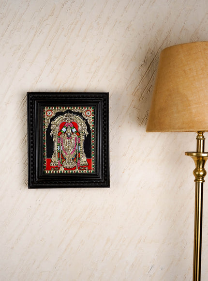 Tanjore Painting - Tirupathi Balaji - Flat (Gold Foil) - 10x8 inch - WL4988