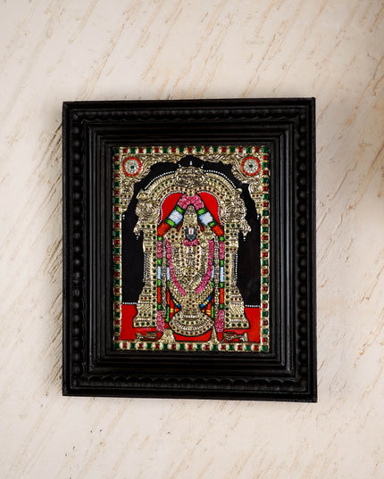 Tanjore Painting - Tirupathi Balaji - Flat (Gold Foil) - 10x8 inch - WL4988