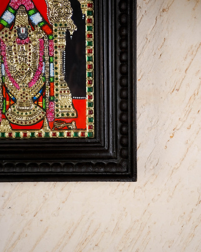 Tanjore Painting - Tirupathi Balaji - Flat (Gold Foil) - 10x8 inch - WL4988